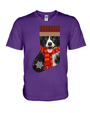Load image into Gallery viewer, Santa Border Collie In Stock Gift For Dog Lovers Guys V-Neck