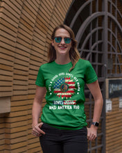 Load image into Gallery viewer, Good Girl Loves Her Mama Loves Jesus and America Too Design Ladies Tee