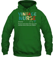 Load image into Gallery viewer, Vintage Nurse Knows More Than She Says And Notices More Than You Realize Hoodie