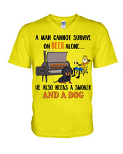 Load image into Gallery viewer, A Man Loves Beer And Dachshund Gift For Dog Lovers Guys V-Neck