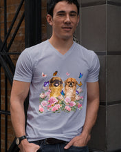 Load image into Gallery viewer, Pekingese With Peonies Gift For Dog Lovers Guys V-Neck