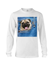 Load image into Gallery viewer, baby Pug In Denim Pocket Gift For Dog Lovers Unisex Long Sleeve