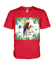 Load image into Gallery viewer, Scarlet Macaw With Butterflies I Am Always With You Gift For Lover Guys V-Neck
