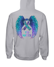 Load image into Gallery viewer, You Matter Ribbon Awareness With Angel Wings Hoodie