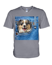 Load image into Gallery viewer, Australian Shepherd In Denim Pocket Gift For Dog Lovers Guys V-Neck
