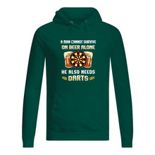 Load image into Gallery viewer, A Man Cannot Survive On Beer Alone He Also Needs Darts Trending Hoodie