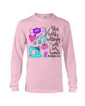 Load image into Gallery viewer, She Works Willingly With Her Hands Proverbs 31 13 Gift For Sewing Lovers Unisex Long Sleeve