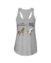 Load image into Gallery viewer, Funny Difference Between Me And Other Psychotherapists Unicorn And Horse Ladies Flowy Tank