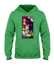 Load image into Gallery viewer, Flowers Under Butterfly Purple With Cat Gift For Cat Lovers Hoodie