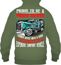 Load image into Gallery viewer, Proud To Be A Truck Driver Corner Office With A View Hoodie