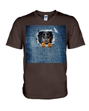 Load image into Gallery viewer, Blue Phone Case With Dachshund Face Gift For Dachshund Lovers Guys V-Neck