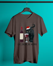 Load image into Gallery viewer, Cat Drink And Be Merry Meaningful Gift For Women Guys V-Neck