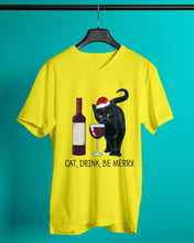Load image into Gallery viewer, Cat Drink And Be Merry Meaningful Gift For Women Guys V-Neck
