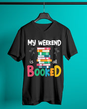 Load image into Gallery viewer, Vintage Funny My Weekend Booked Gift For Book Lovers Guys V-Neck