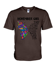 Load image into Gallery viewer, Birthday Gift For November Girl They Whispered To Her You Cannot Withstand The Storm Guys V-Neck