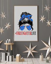 Load image into Gallery viewer, Firefighter Make You Life Safe Lady With Blue Ribbonhead Gift For Women Vertical Poster