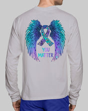 Load image into Gallery viewer, You Matter Ribbon Awareness With Angel Wings Unisex Long Sleeve