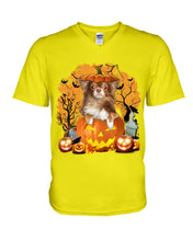 Load image into Gallery viewer, Chihuahua Book Pumpkin Halloween Gift For Dog Lovers Guys V-Neck
