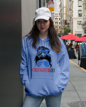 Load image into Gallery viewer, Firefighter Make You Life Safe Lady With Blue Ribbonhead Gift For Women Hoodie
