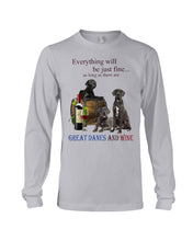 Load image into Gallery viewer, Everything Will Be Just Fine As Long As There Are Great Dane And Wine Gift For Dog Lovers Unisex Long Sleeve