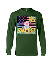 Load image into Gallery viewer, Pig America Flag Sunflower Special Custom Design Unisex Long Sleeve