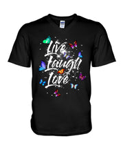 Load image into Gallery viewer, Butterfly Live Laugh Love Gift For Lover Guys V-Neck