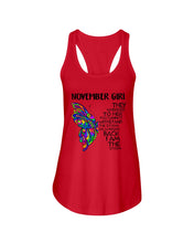 Load image into Gallery viewer, Birthday Gift For November Girl They Whispered To Her You Cannot Withstand The Storm Ladies Flowy Tank