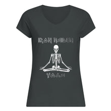 Load image into Gallery viewer, Yoga Iron Skeleton Dark Blue Background Gift For Men Ladies V-Neck