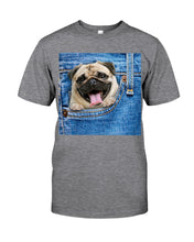 Load image into Gallery viewer, baby Pug In Denim Pocket Gift For Dog Lovers Guys Tee