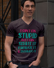 Load image into Gallery viewer, I Can't Fix Stupid But I An Sadate It Gift For Girls Guys V-Neck