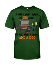 Load image into Gallery viewer, A Man Loves Beer And Dachshund Gift For Dog Lovers Guys Tee