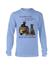 Load image into Gallery viewer, Everything Will Be Just Fine As Long As There Are Great Dane And Wine Gift For Dog Lovers Unisex Long Sleeve