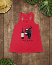 Load image into Gallery viewer, Cat Drink And Be Merry Meaningful Gift For Women Ladies Flowy Tank
