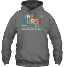 Load image into Gallery viewer, Vintage Nurse Knows More Than She Says And Notices More Than You Realize Hoodie