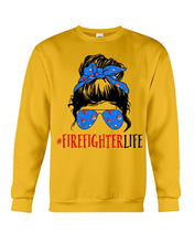 Load image into Gallery viewer, Firefighter Make You Life Safe Lady With Blue Ribbonhead Gift For Women Sweatshirt