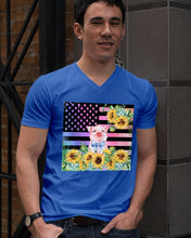 Load image into Gallery viewer, Pig America Flag Sunflower Special Custom Design Guys V-Neck