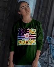 Load image into Gallery viewer, Pig America Flag Sunflower Special Custom Design Unisex Long Sleeve