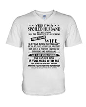 Load image into Gallery viewer, I'm A Spolied Husband But Not Yours - Awesome Wife Was Born In February Guys V-Neck