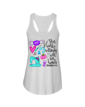 Load image into Gallery viewer, She Works Willingly With Her Hands Proverbs 31 13 Gift For Sewing Lovers Ladies Flowy Tank