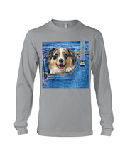 Load image into Gallery viewer, Australian Shepherd In Denim Pocket Gift For Dog Lovers Unisex Long Sleeve