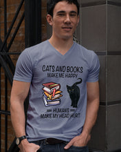 Load image into Gallery viewer, Cats And Books Make Me Happy - Cats And Books Lovers Gifts Guys V-Neck
