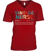 Load image into Gallery viewer, Vintage Nurse Knows More Than She Says And Notices More Than You Realize Guys V-Neck