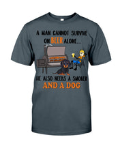 Load image into Gallery viewer, A Man Loves Beer And Dachshund Gift For Dog Lovers Guys Tee