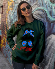Load image into Gallery viewer, Firefighter Make You Life Safe Lady With Blue Ribbonhead Gift For Women Sweatshirt