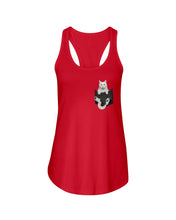 Load image into Gallery viewer, Cat In Your Front Pocket Great Gift For Cat Lovers Ladies Flowy Tank