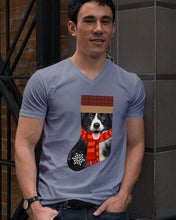 Load image into Gallery viewer, Santa Border Collie In Stock Gift For Dog Lovers Guys V-Neck