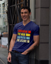 Load image into Gallery viewer, Vintage Funny Librarian The Man The Myth The Legend Gift For Friends Guys V-Neck
