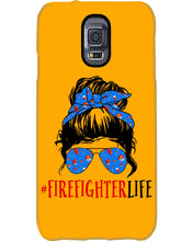 Load image into Gallery viewer, Firefighter Make You Life Safe Lady With Blue Ribbonhead Gift For Women Phone case