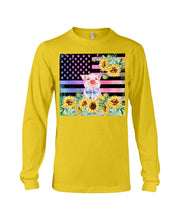 Load image into Gallery viewer, Pig America Flag Sunflower Special Custom Design Unisex Long Sleeve