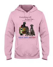 Load image into Gallery viewer, Everything Will Be Just Fine As Long As There Are Great Dane And Wine Gift For Dog Lovers Hoodie